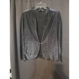 R&K Silver Metallic Sparkle Jacket, Women's Size 8 Petite, Formal Evening Blazer